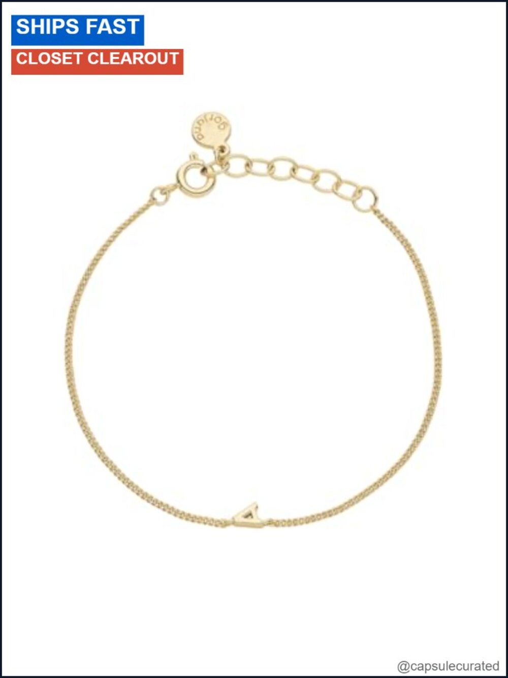 18k Gold Plated Alphabet Initial Link Bracelet Adjustable 6-7"